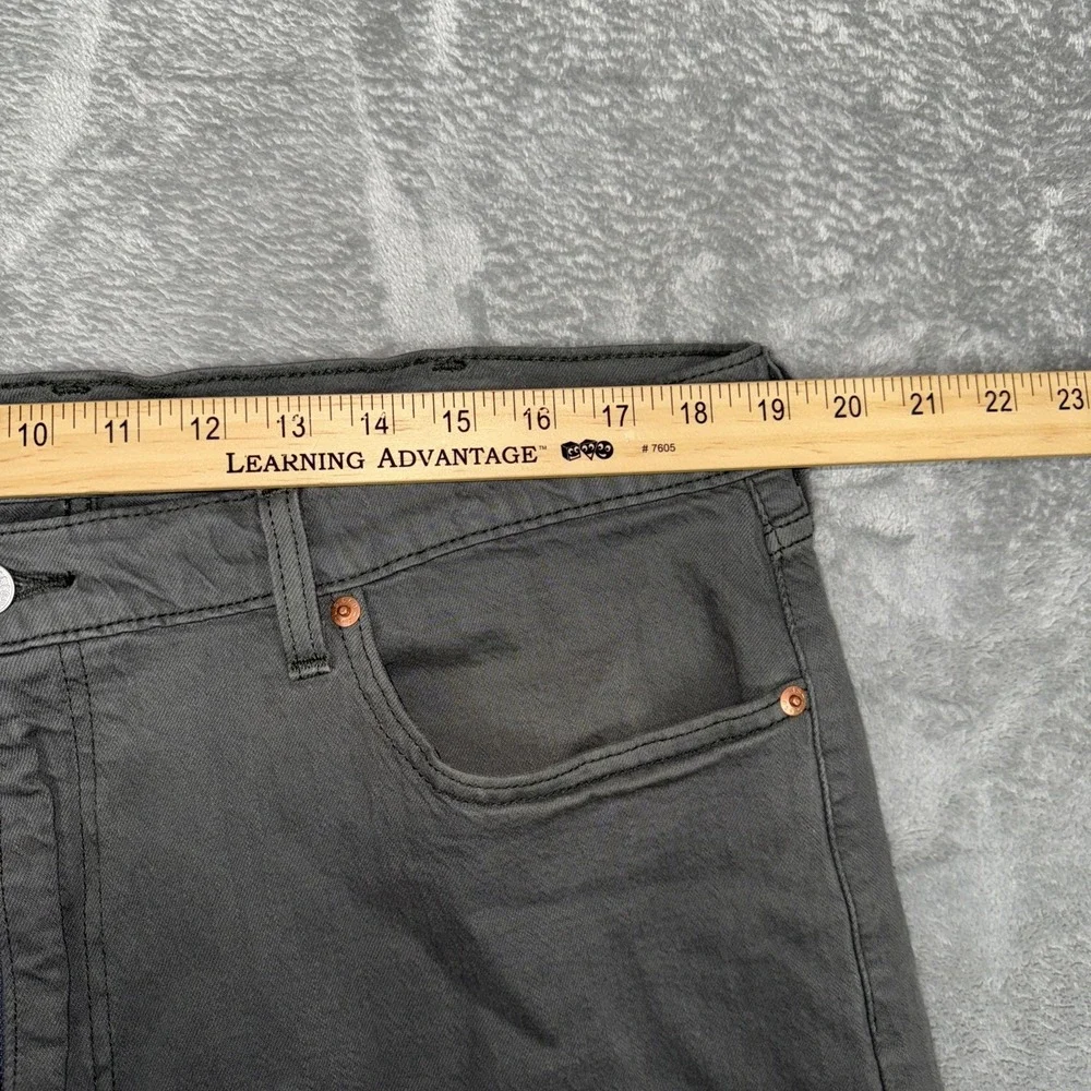 Levis 505 Regular Fit Denim Gray Jeans (38x25 CUSTOM) White Tab Straight Stretch